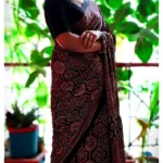 Sheesha~ Premium Modal Silk Ajrakh Hand Block Print Designer Saree.