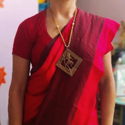 SHIVANGI ~ Handcrafted Dokra Durga Pendant Necklace.