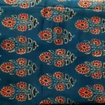 Indigo Blossom Modal Silk Ajrakh Block Print Natural Dyed Fabric / Mtr.