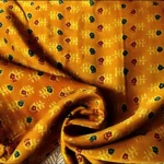 MariGold Yellow Modal Silk Ajrakh Block Print Natural Dyed Fabric / Mtr