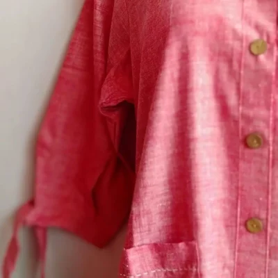 Pastel Pink Indo-Western A Line Button Dress