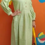 Apple Green Indo-Western Pleated Sleeves Dress