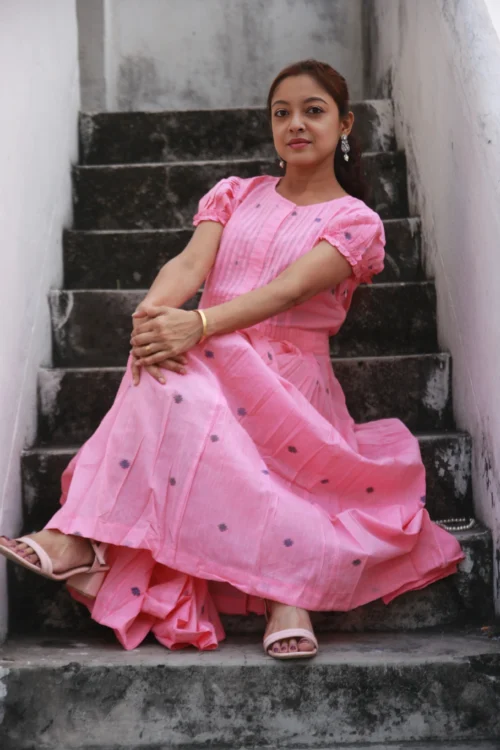 CANDY FLOSS - Puff Sleeved,Front Button Ruffle Designer Skin-friendly summer wear. - Image 5