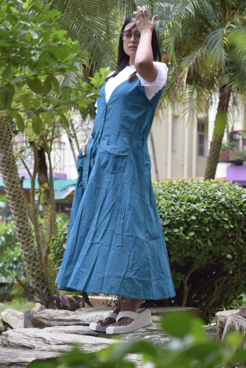 VALENTINE FLAME II Indo Western Flared Cotton Casual Wear / Summer Dress / Party Wear . - Image 4