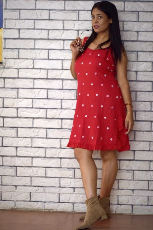 HAWAIIAN BREEZE -- Short Puff Sleeved High Waisted, Midi A Line Swing Dresses