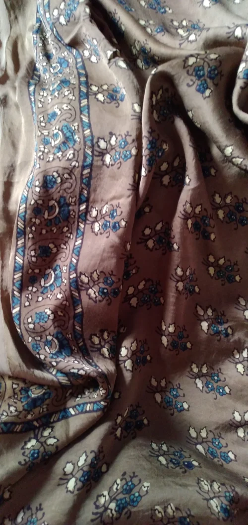 Sayari~ Premium Modal Silk Ajrakh Hand Block Print Designer Saree. - Image 8