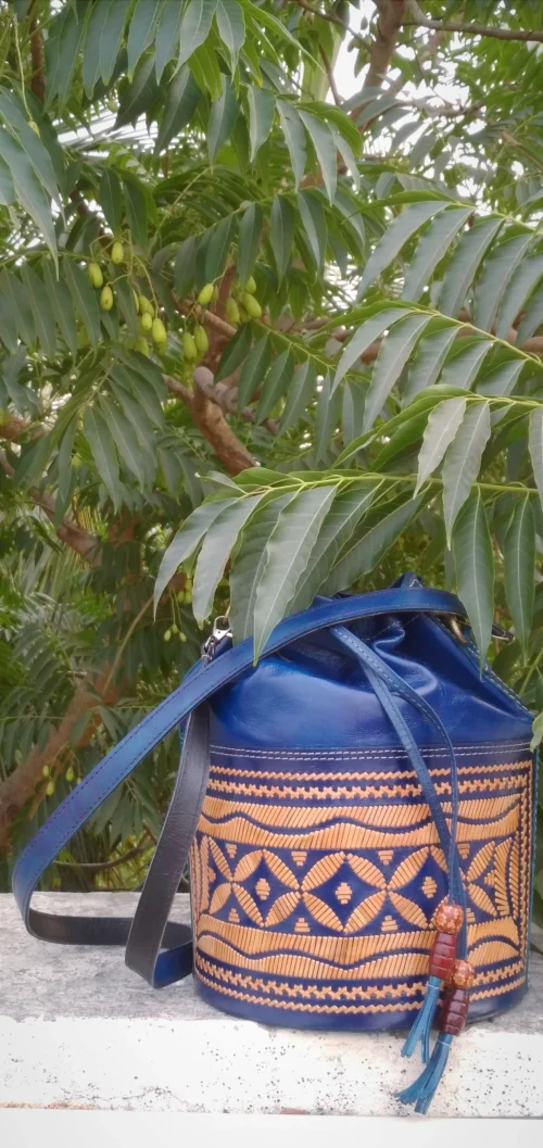 ODYSSEY -HandCrafted and Embroidered Cruelty Free Batua Styled Leather Bag - Image 5