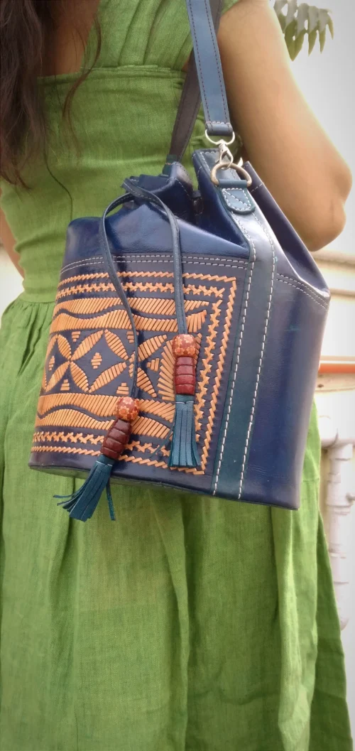 ODYSSEY -HandCrafted and Embroidered Cruelty Free Batua Styled Leather Bag - Image 4