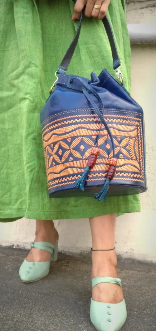 ODYSSEY -HandCrafted and Embroidered Cruelty Free Batua Styled Leather Bag - Image 8