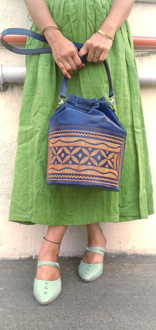 ODYSSEY -HandCrafted and Embroidered Cruelty Free Batua Styled Leather Bag - Image 3
