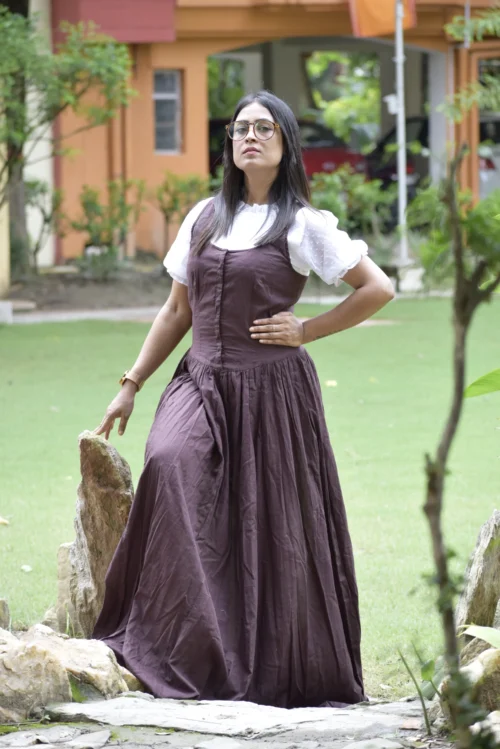 PRINCESS SAGA ll- Flared Handmade Khadi Cotton Designer Wear / Summer Dress - Image 4
