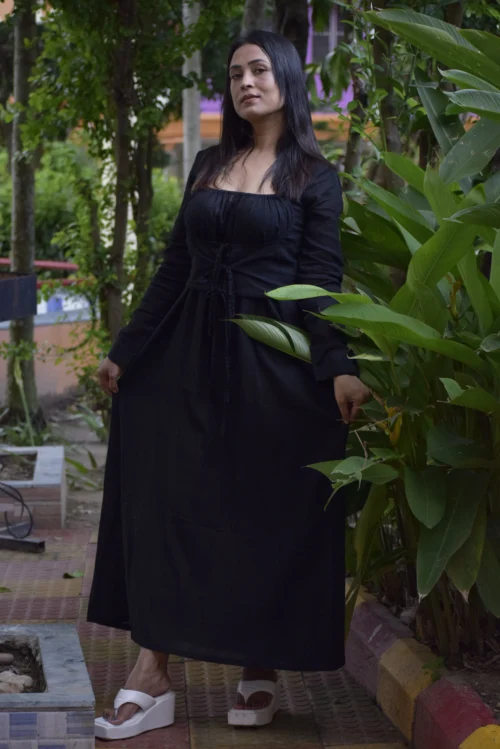 DERVISH DREAM II ~ Layered Corset Shape Maxi Dress/Handmade Designer Indo Western Flared Cotton Casual Wear / Summer Dress / Party Wear. - Image 5