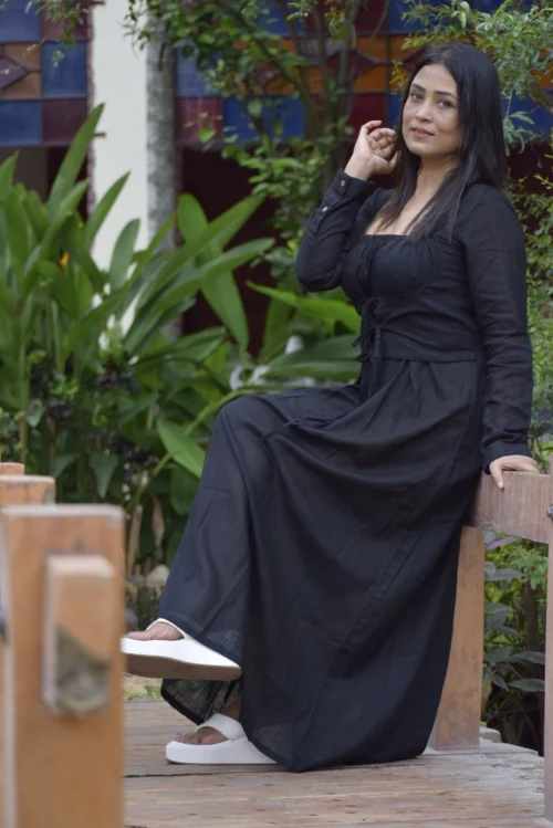 DERVISH DREAM II ~ Layered Corset Shape Maxi Dress/Handmade Designer Indo Western Flared Cotton Casual Wear / Summer Dress / Party Wear. - Image 6