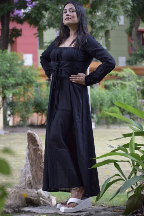 DERVISH DREAM II ~ Layered Corset Shape Maxi Dress/Handmade Designer Indo Western Flared Cotton Casual Wear / Summer Dress / Party Wear. - Image 7