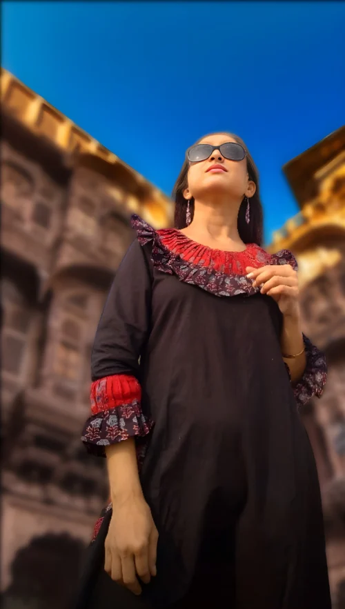 DANISHER - Sleek look Free Flow Dress with Three Quarter Sleeves and adorable Vintage Ruffled Neck Frilled Maxi Prairie Dress. - Image 7