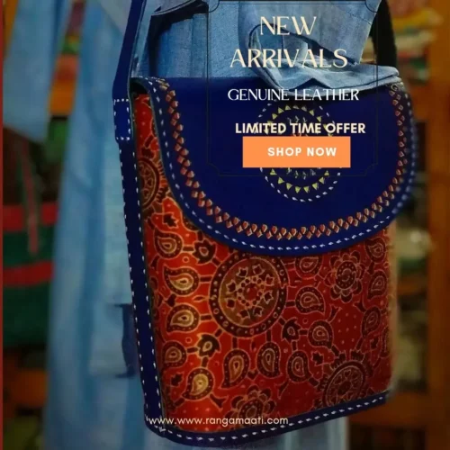 CONTOUR - Cruelty Free Leather HandBag with Ajrakh Hand Block Printed Exterior (Copy) - Image 2