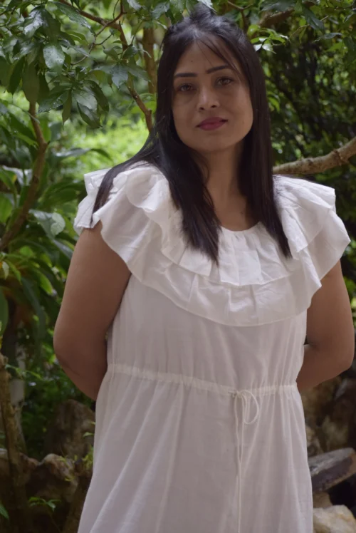 CHINOOK WINDS- Premium Limited Edition Designer wear handcrafted from handwoven Muslin cotton. Perfect Summer Dress/White Premium Casuals. - Image 5
