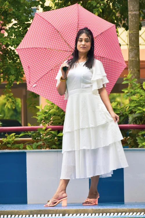 ETESIANS MELTEMI -Super Fine Handmade Layered Dress l Muslin Cotton Summer Casual A Line /Midi Dress with Ruffled Draped Sleeves.
