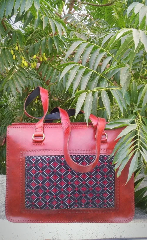 ATELIER - HandCrafted Cruelty Free Leather Designer HandBag with Embroidery.