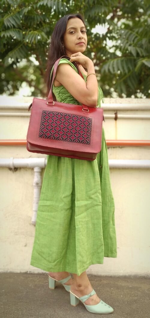 ATELIER - HandCrafted Cruelty Free Leather Designer HandBag with Embroidery. - Image 8