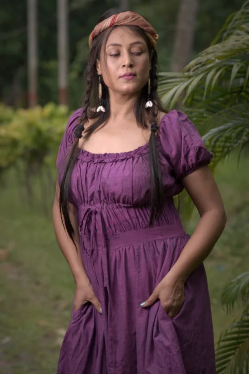 TIME'S EPILOGUE ~ Theme based Layered Corset Shape Handwoven Cotton Maxi Dress Party Wear - Image 2