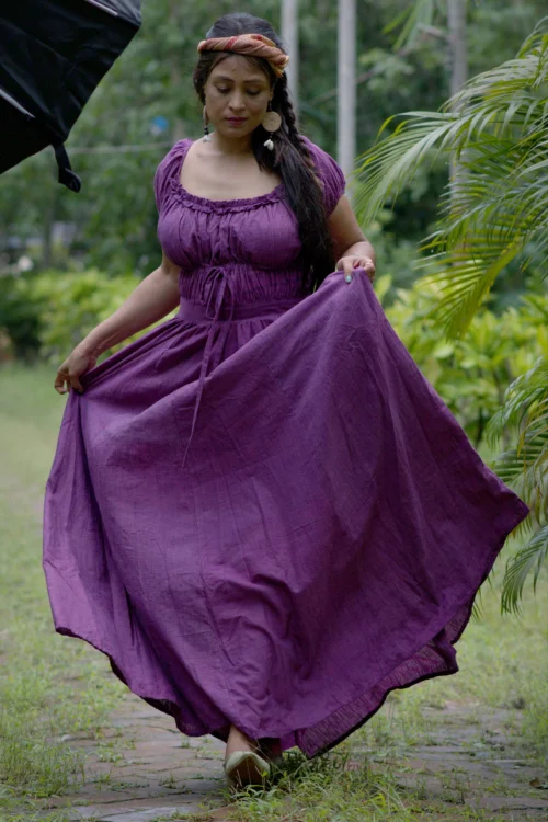 TIME'S EPILOGUE ~ Theme based Layered Corset Shape Handwoven Cotton Maxi Dress Party Wear - Image 3