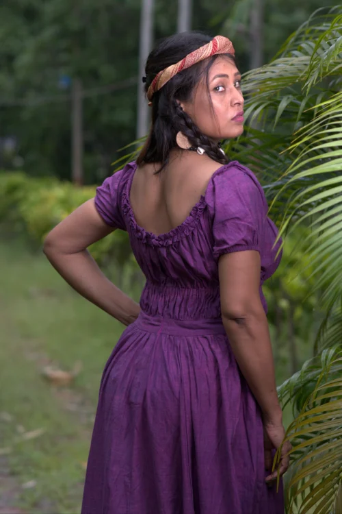 TIME'S EPILOGUE ~ Theme based Layered Corset Shape Handwoven Cotton Maxi Dress Party Wear - Image 4