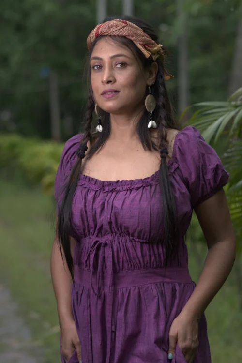TIME'S EPILOGUE ~ Theme based Layered Corset Shape Handwoven Cotton Maxi Dress Party Wear - Image 5