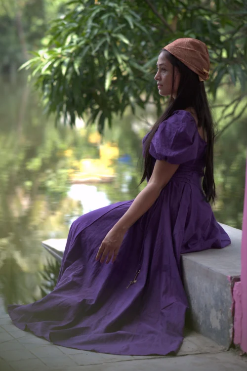 MONSOON'S DANCE~ Layered Corset Shape Handmade Maxi Dress in handwoven Cotton / Summer Dress / Party Wear - Image 3