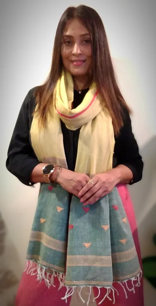 SAMIRA - Handwoven Pure Muslin Cotton Jamdani Designer Stole